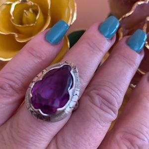 *Clearance QUIK SALE! SERL MX HALLMARK WHOPPER RING PURPLE MARQUIS STONE ESTATE
